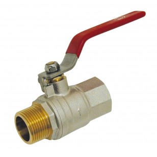 Vanne à sphère laiton M/F - Série étoile - PN 40 - Filet long - Poignée acier inoxydable